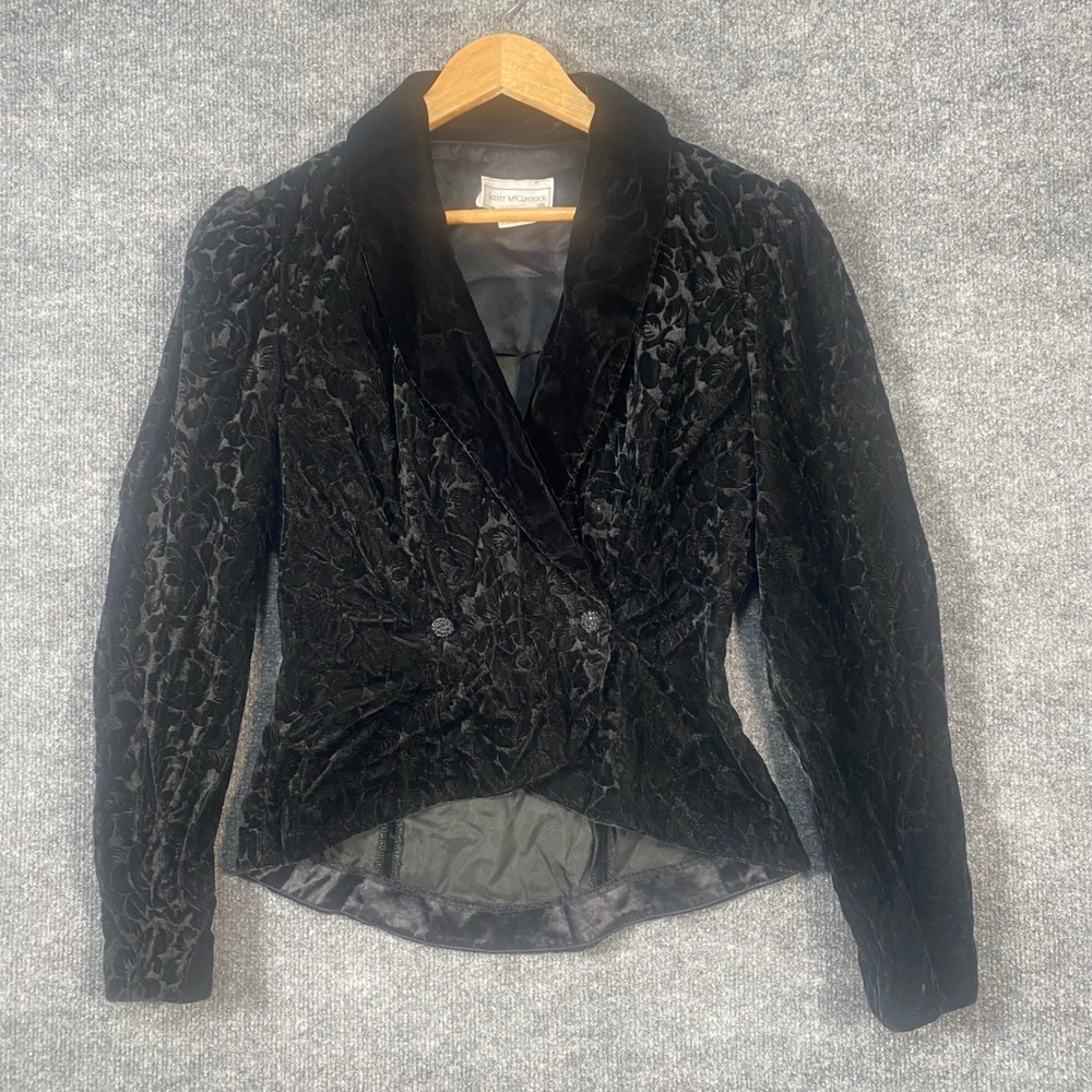 Scott McClintock Blazer Womens 4 Black Burnout Velvet Floral Whimsigoth Regency